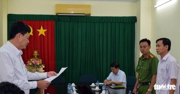 Cơ quan cảnh sát điều tra Bộ Công an công bố lệnh bắt bị can Trần Văn Tâm. Ảnh: TTO