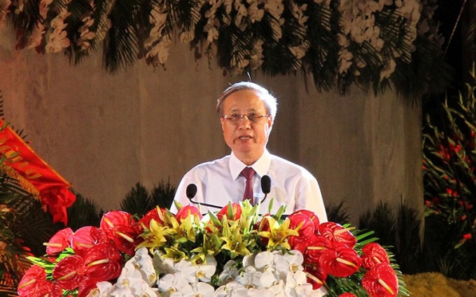 Đồng chí Trần Quốc Vượng, Ủy viên Bộ Chính trị, Thường trực Ban Bí thư phát biểu tại Lễ kỷ niệm.