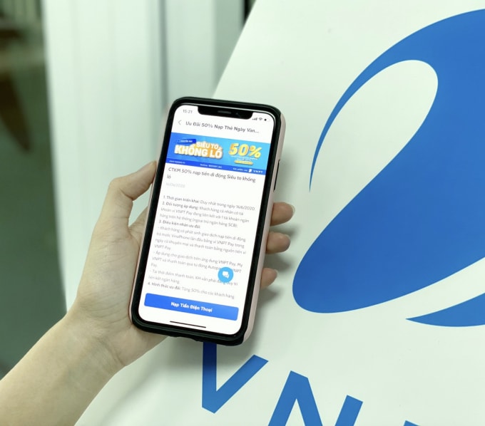 VNPT Pay khuyến mại 50% nạp tiền di động trả trước VinaPhone.