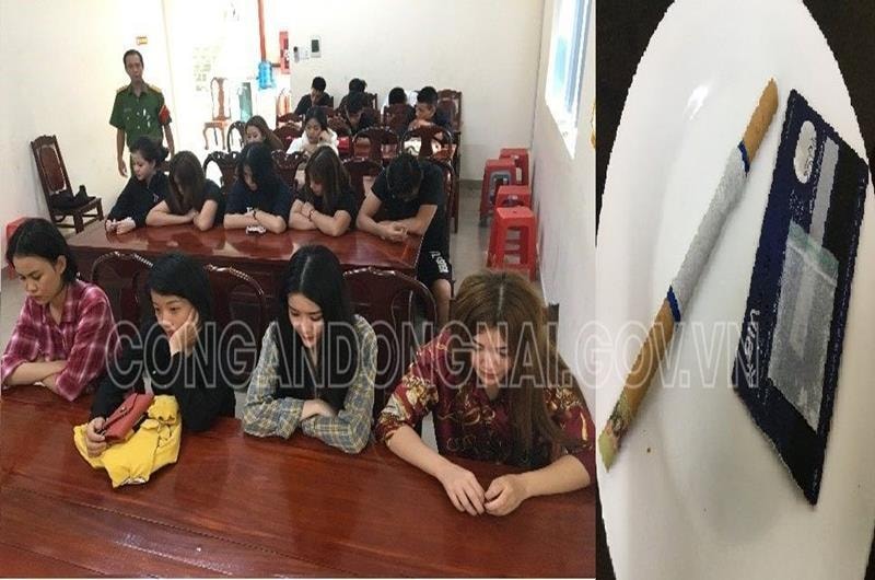 Có đến 18 tiếp viên của quán karaoke dương tính với ma túy. Ảnh: congan.dongnai.gov.vn