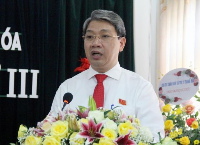 Ông Lê Đức Giang, Tỉnh ủy viên, Bí thư Đảng bộ Sở NN&PTNT Thanh Hóa phát biểu khai mạc đại hội. Ảnh: V Dũng