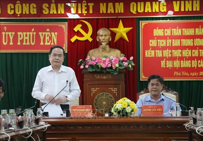 Chủ tịch Uỷ ban MTTQ Việt Nam Trần Thanh Mẫn phát biểu tại buổi làm việc với Ban Thường vụ Tỉnh ủy Phú Yên