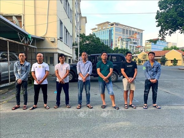 7 đối tượng trong băng cướp bị bắt. Ảnh: TTXVN
