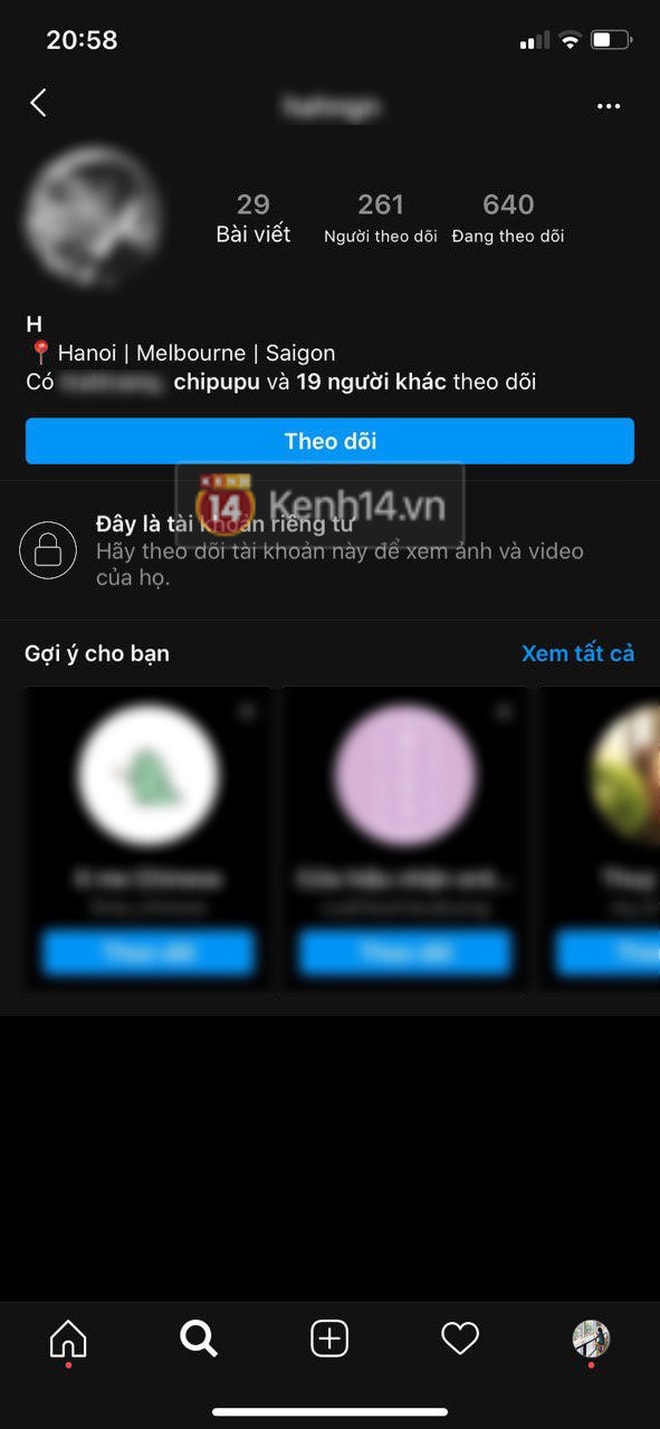 Ngày 11/5 Quỳnh Anh Shyn nhấn theo dõi anh chàng H nhưng vào hôm nay thì không. (Ảnh Kenh14.vn)