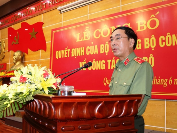 Thiếu tướng Trần Quốc Tỏ, Thứ trưởng Bộ Công an phát biểu tại buổi lễ.