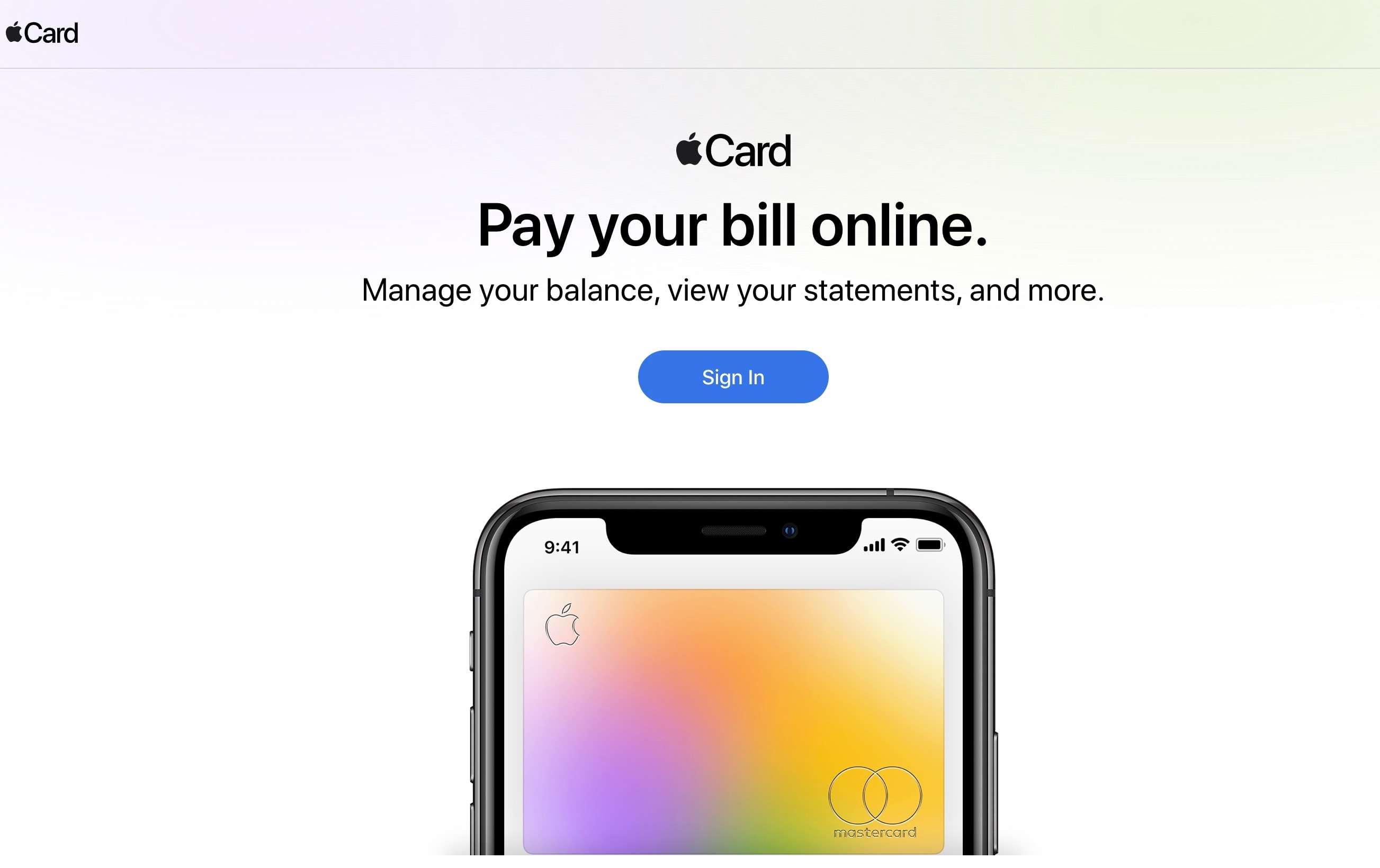 Giao diện web của Apple Card.