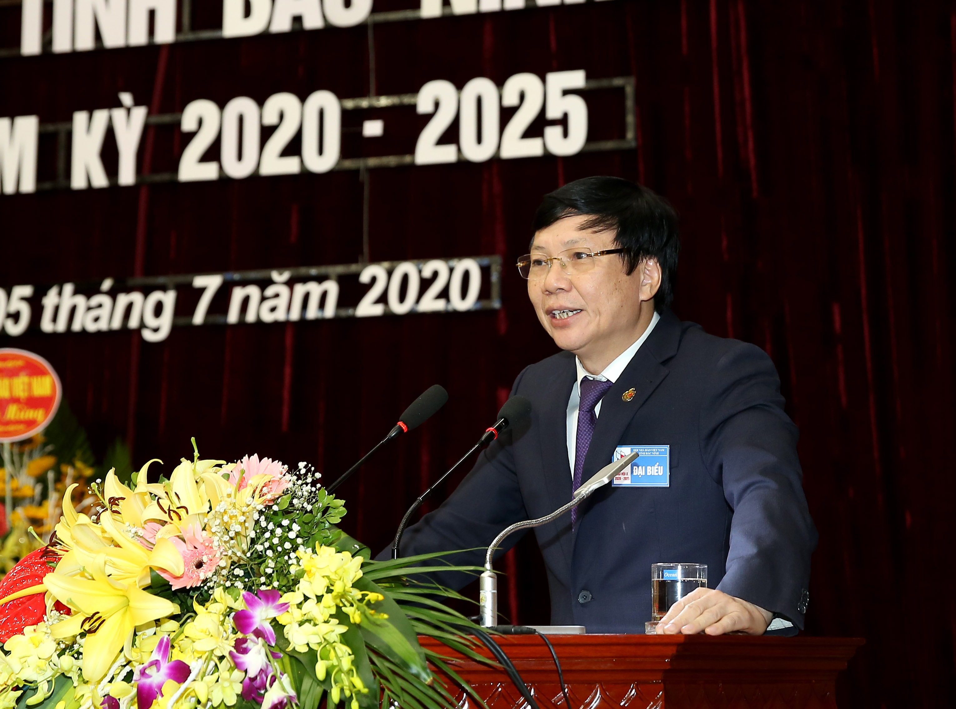 Phó Chủ tịch Thường trực Hội Nhà báo Việt Nam Hồ Quang Lợi phát biểu chỉ đạo Đại hội(ảnh: Sơn Hải).