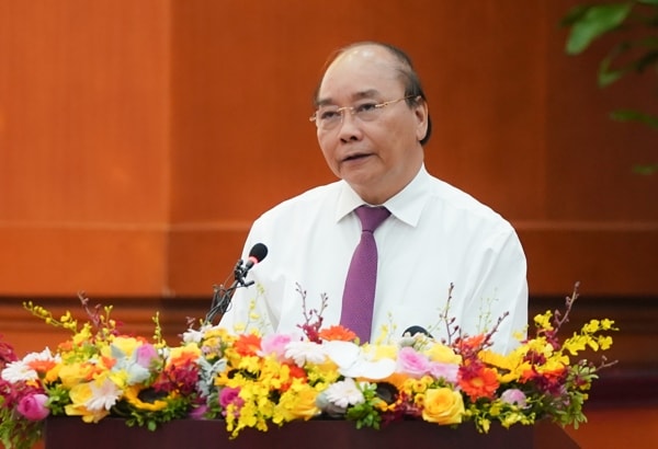 Thủ tướng Nguyễn Xuân Phúc phát biểu kết luận Hội nghị. Ảnh: VGP