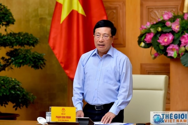 Phó Thủ tướng Phạm Bình Minh, Trưởng Ban Chỉ đạo liên ngành hội nhập quốc tế về chính trị, an ninh, quốc phòng phát biểu tại cuộc họp. Ảnh: TG&VN