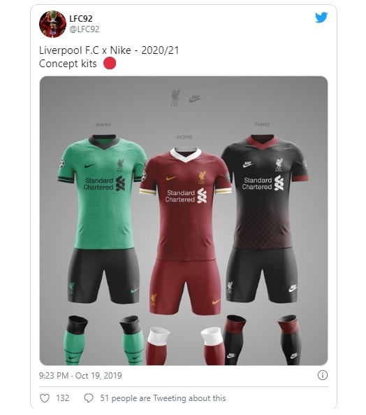 Lần đầu tiên Liverpool hợp tác với Nike trong một bản hợp đồng tài trợ khổng lồ, và đây là hình ảnh rò rỉ mẫu áo đấu của Nike thiết kế cho đội bóng thành phố cảng.