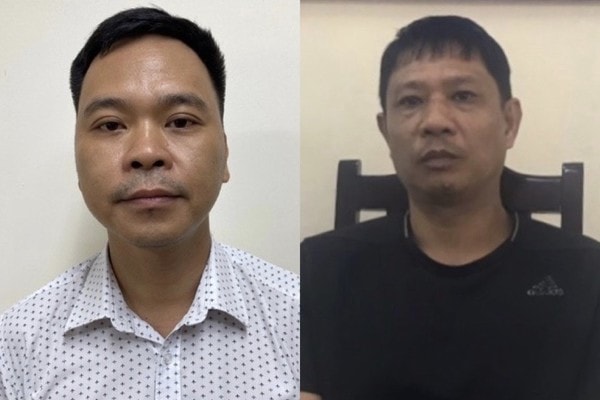 Bùi Quốc Việt (phải) và Võ Việt Hùng bị khởi tố, bắt tạm giam. Ảnh: Bộ Công an