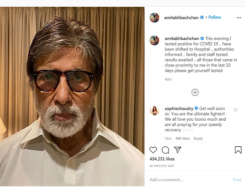 Bài viết trên Twitter của ông Amitabh Bachchan. Ảnh: Reuters