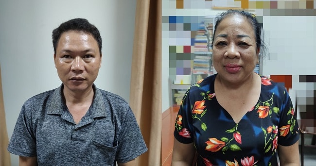 Đối tượng Bùi Văn Việt và Nguyễn Thị Thanh bị cơ quan công an bắt giữ. Ảnh: Nguyễn Thắng