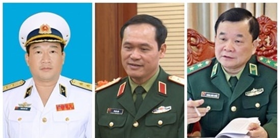 Các tân Thứ trưởng Bộ Quốc phòng: Phạm Hoài Nam; Vũ Hải Sản; Hoàng Xuân Chiến (từ trái sang)