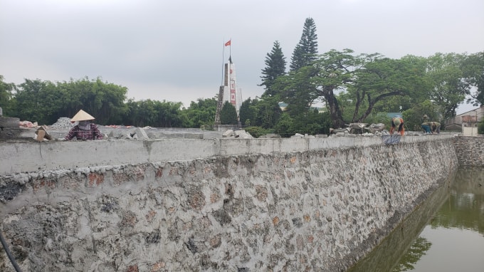 Công trường thi công Dự án “Cải tạo, nâng cấp nghĩa trang liệt sỹ xã Đồng Hóa, huyện Kim Bảng”.