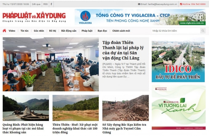 Giao diện chuyên trang Pháp luật và Xây dựng điện tử.