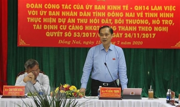 Chủ nhiệm Ủy ban Kinh tế Quốc hội Vũ Hông Thanh phát biểu kết luận buổi làm việc. Ảnh: TTXVN