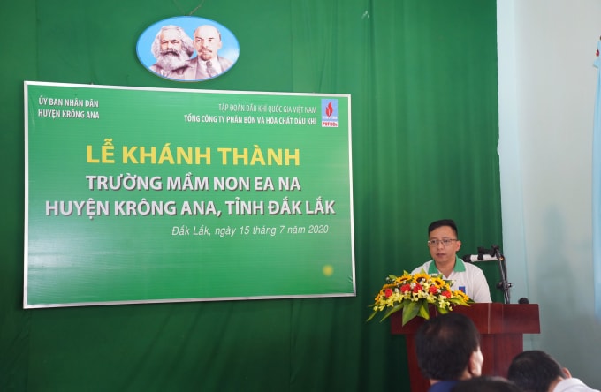 Đại diện PVFCCo phát biểu tại Lễ khánh thành.