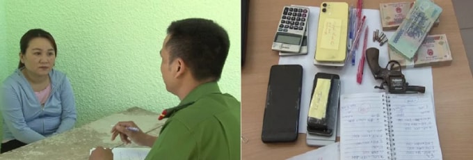 Đối tượng Nguyễn Thị Anh Thư và tang vật cơ quan công an thu giữ. Ảnh: Công an Quảng Nam