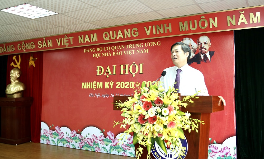 Đồng chí Đỗ Ngọc An, Phó Bí thư Đảng ủy Khối các cơ quan Trung ương phát biểu tại Đại hội. Ảnh Sơn Hải