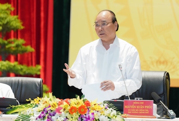 Thủ tướng Nguyễn Xuân Phúc phát biểu kết luận Hội nghị. Ảnh: VGP