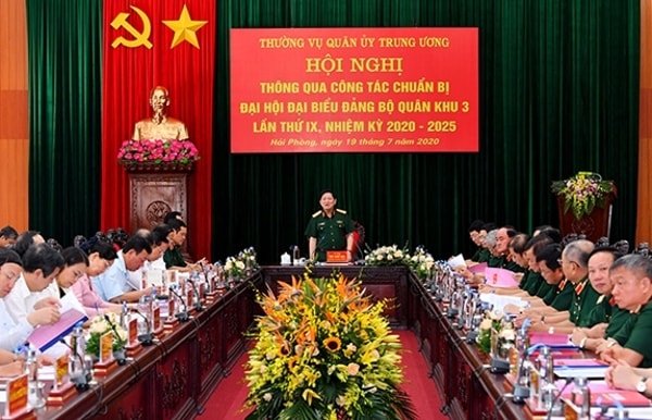Hội nghị Thường vụ Quân ủy Trung ương thông qua công tác chuẩn bị Đại hội đại biểu Đảng bộ Quân khu 3 lần thứ IX, nhiệm kỳ 2020 - 2025. Ảnh: QĐND