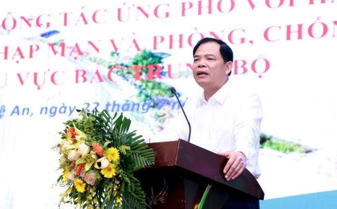 Bộ trưởng Bộ NN&PTNT Nguyễn Xuân Cường phát biểu tại hội nghị. Ảnh Thành Duy