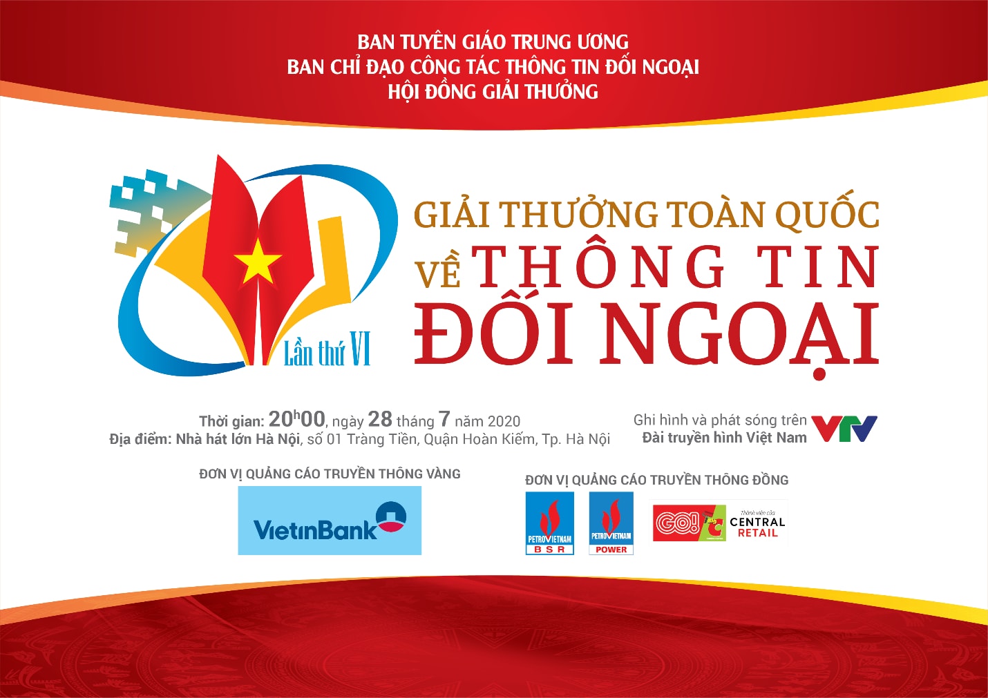 Lễ trao Giải thưởng toàn quốc về thông tin đối ngoại lần thứ VI, vào tối ngày 28/7 tới.