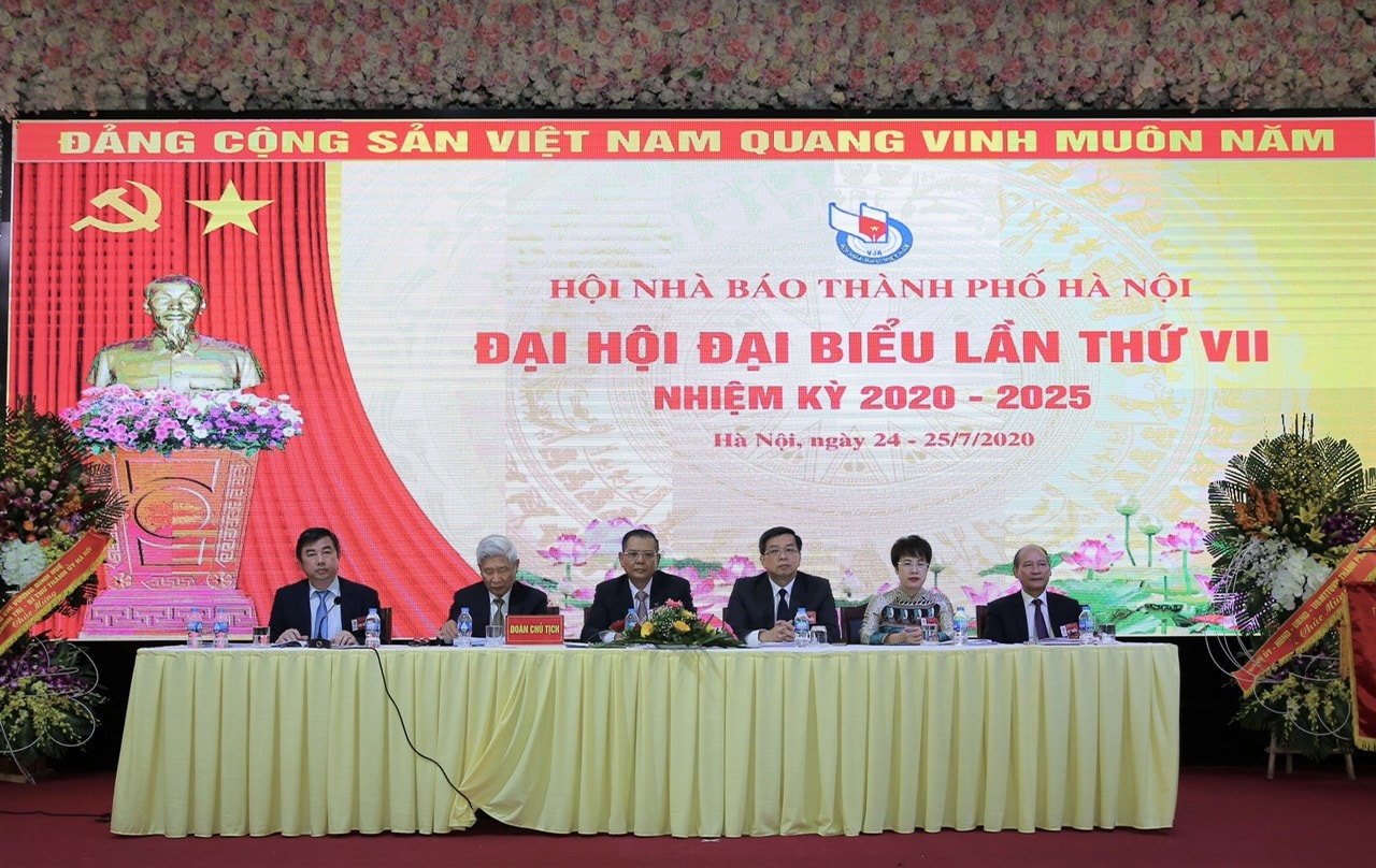 Đại hội Hội Nhà báo thành phố Hà Nội lần thứ VII, nhiệm kỳ 2020-2025. (Ảnh Sơn Hải)