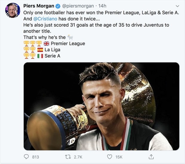 Một cây bút thể thao uy tín Piers Morgan 