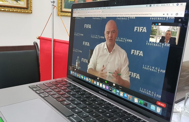 Một cuộc họp trực tuyến của chủ tịch LĐBĐ thế giới (FIFA) Gianni Infantino với các nước thành viên LĐBĐ Đông Nam Á. Ảnh: internet.