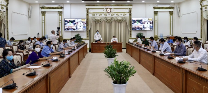 Phó Chủ tịch UBND TPLê Thanh Liêm phát biểu tại cuộc họp Ban chỉ đạo Covid –tp HCM