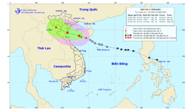 Dự báo đường đi của bão số 2