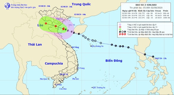 Dự báo đường đi của bão số 2. Ảnh: internet.