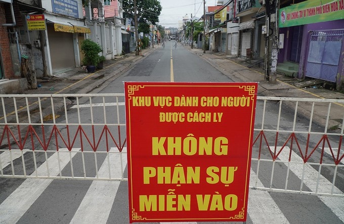 Hình ảnh đường Hồ Văn Đại (TP Biên Hòa, tỉnh Đồng Nai), bị cách ly từ 3/8 vì là nơi
