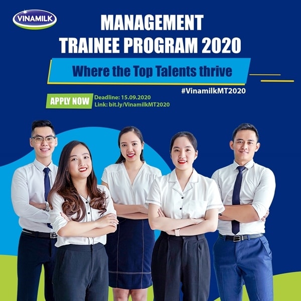 Chương trình “Quản trị viên tập sự Vinamilk 2020” sẽ chính thức khởi động từ ngày 01.08.2020 và hạn chót nhận hồ sơ ứng tuyển là 15.09.2020