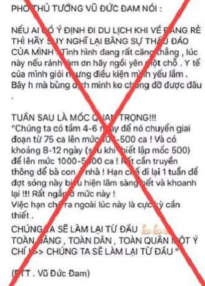 Đăng thông tin không đúng sự thật. (Ảnh chụp màn hình)