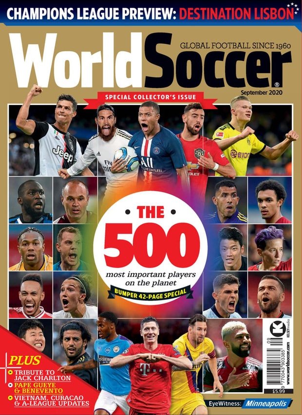 Bìa tạp chí World Soccer số ra tháng 9/2020. Ảnh: internet.