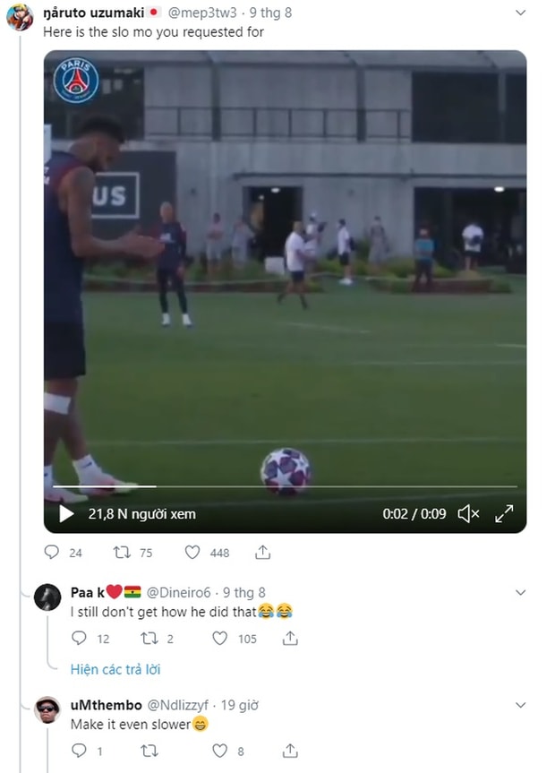 Fan hâm mộ tò mò về cách Neymar tâng bóng qua đầu. Ảnh: internet.