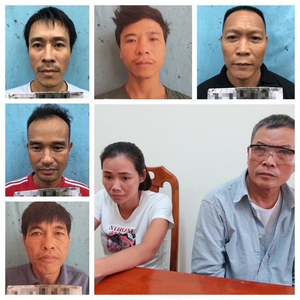 Các đối tượng trong đường dây đánh bạc bằng hình thức ghi số đề do Tuyết cầm đầu. Ảnh: Cơ quan công an