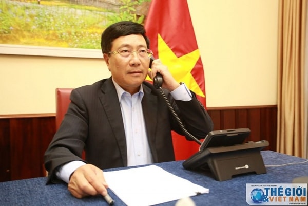 Phó Thủ tướng, Bộ trưởng Ngoại giao Phạm Bình Minh điện đàm với Bộ trưởng Ngoại giao Saudi Arabia. Ảnh: TG&VN