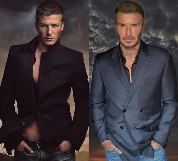 Diện mạo hiện tại và 15 năm trước của David Beckham không thay đổi là mấy. Ảnh: internet.