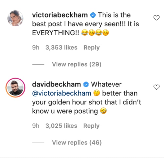 Pha đối đáp hài hước của vợ chồng David Beckham trên MXH. Ảnh: internet.