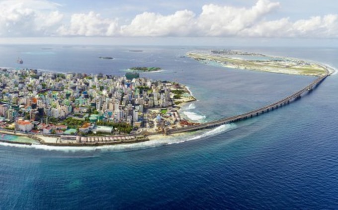 Ảnh chụp cây cầu do Trung Quốc đầu tư xây dựng ở Maldives vào năm 2018. Ảnh: XINHUA
