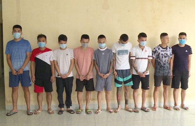 Các đối tượng gây ra vụ hỗn chiến. Ảnh: CA Thanh Hóa
