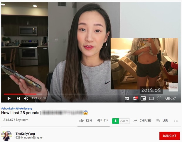 Vlog về chuyện giảm cân của Kelly đã thu hút tới 1,3 triệu lượt xem