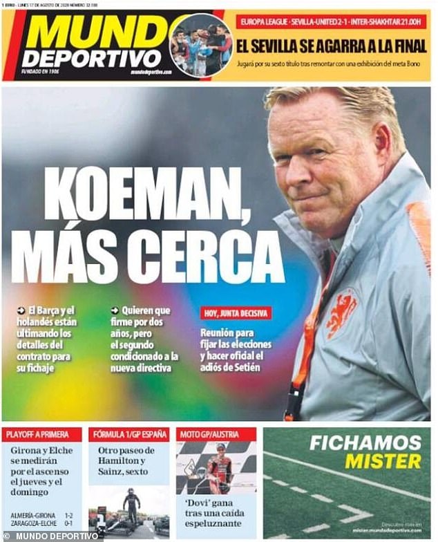 Giới Truyền thông Tây Ban Nha khẳng định HLV Ronald Koeman được bổ nhiệm dẫn dắt Barca. Ảnh: internet.