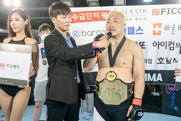 Võ sĩ Kim Jae-young trở thành nhà vô địch tạm thời của AFC sau thắng lợi vừa qua. Ảnh: internet.