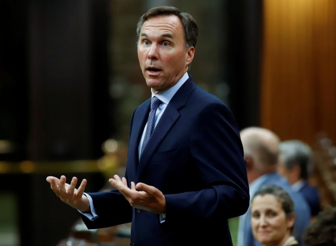 Bộ trưởng Tài chính Canada BIll Morneau. Ảnh: Reuters