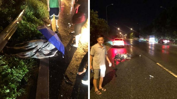Vụ tai nạn giao thông tại Km15+500 Đại lộ Thăng Long vào khoảng 20h40’ ngày 16/8 vừa qua khiến người đi xe máy ngược chiều trên cao tốc tử vong tại chỗ. Ảnh: TL